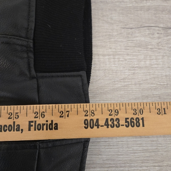 Levis Faux Leather Sherpa Lined Bomber Jacket Black Zip Up Coat Mens Medium - Picture 5 of 8